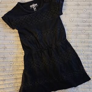 OshKosh B'gosh Black Short-Sleeve Lace-Panel Casual Dress